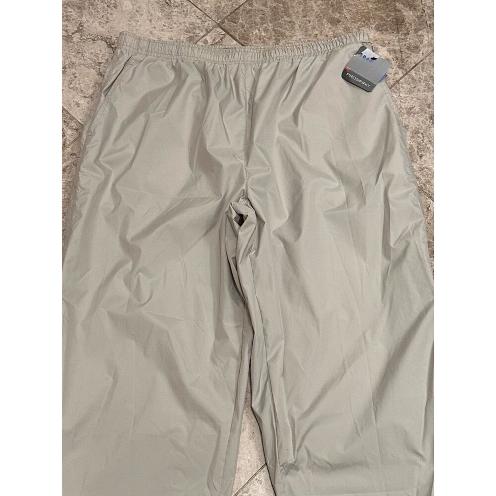 Vintage ProSpirit Nylon Track Pants NEW Large Taupe Sand Y2K Windbreaker Zip - Picture 3 of 9